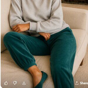 Victoria’s Secret PINK Velour Jogger Pants XS Green Teal Sweatpants Athleisure